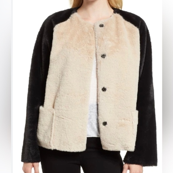 Velvet by Graham & Spencer Woman’s Black and Tan Fuzzy Jacket Size XS - Picture 1 of 6
